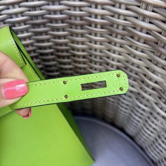 Authentic 1995 Hermes SAC KELLY II SELLIER 32 VACHE FJORD Vert Cru green - Picture 9 of 14